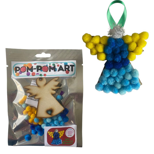 Pom-Pom Art - Xmas Decoration - Angel (Blue)