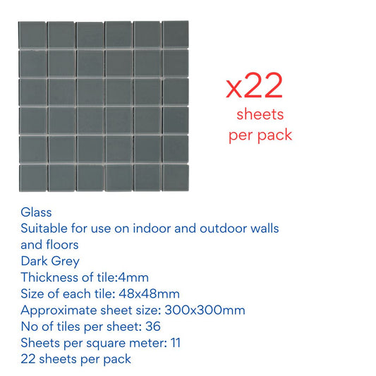 Decor Tiles - Charcoal Glass