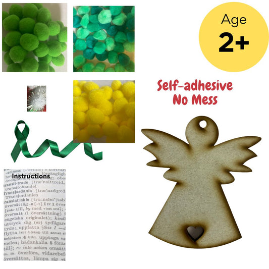 Pom-Pom Art - Xmas Decoration - Angel (Green)