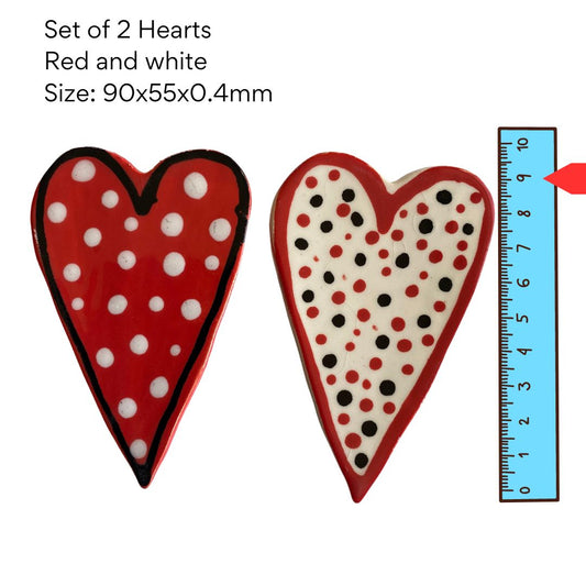 Hearts E - set of 2 pottery hearts (95x65mm)