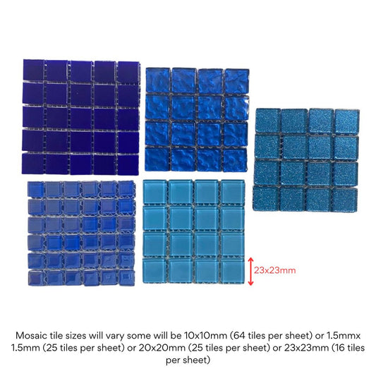 Mosaic Tiles - 10 sheets of Just Blue Mosaic Tiles