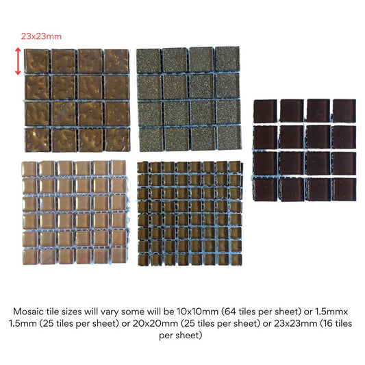 Mosaic Tiles - 10 sheets of Just Brown Mosaic Tiles