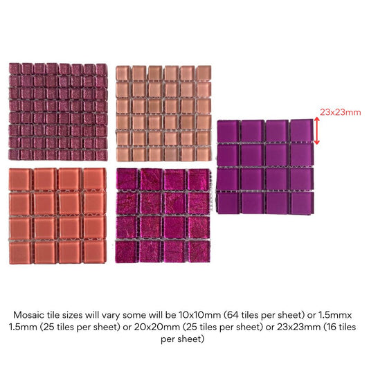 Mosaic Tiles - 10 x sheets of Just Pink