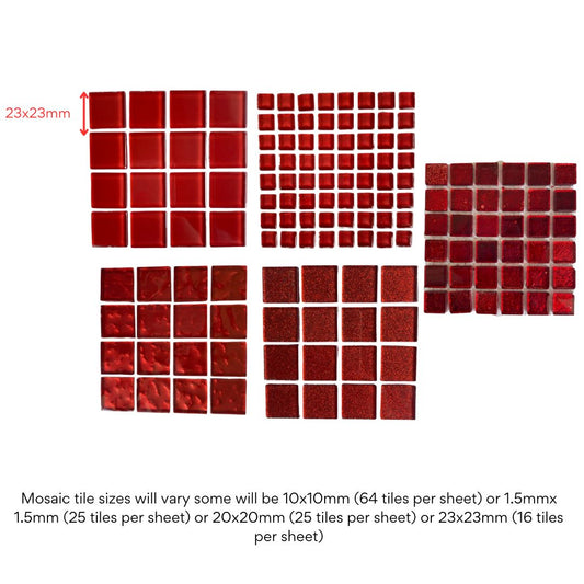 Mosaic Tiles - 10 x sheets of Just Red