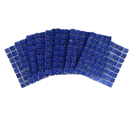 Mosaic Tiles - 10 x sheets of Deep Blue Glitter 10x10mm (small tiles for crafting)