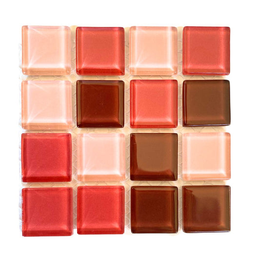 Mosaic Tiles - Single Sheet Strawberry Mix Glass 23x23mm