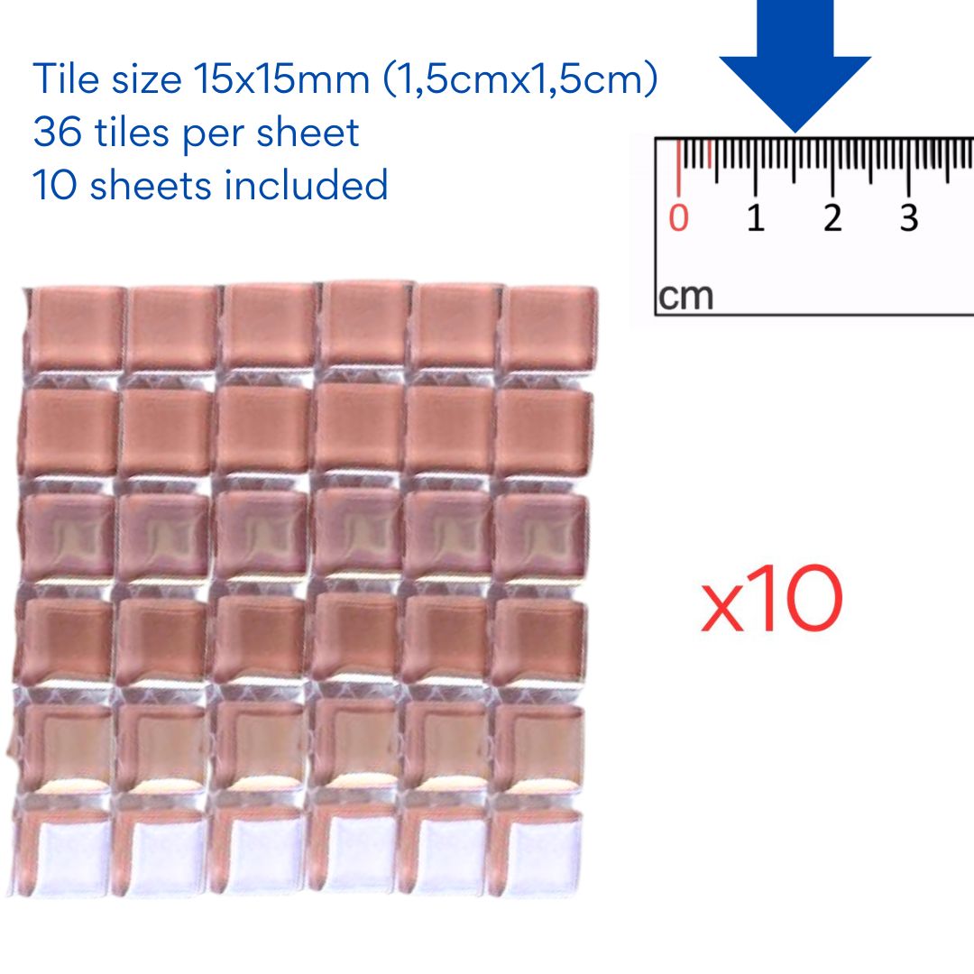 Mosaic Tiles - 10x sheets of Pink Pearl 15x15mm