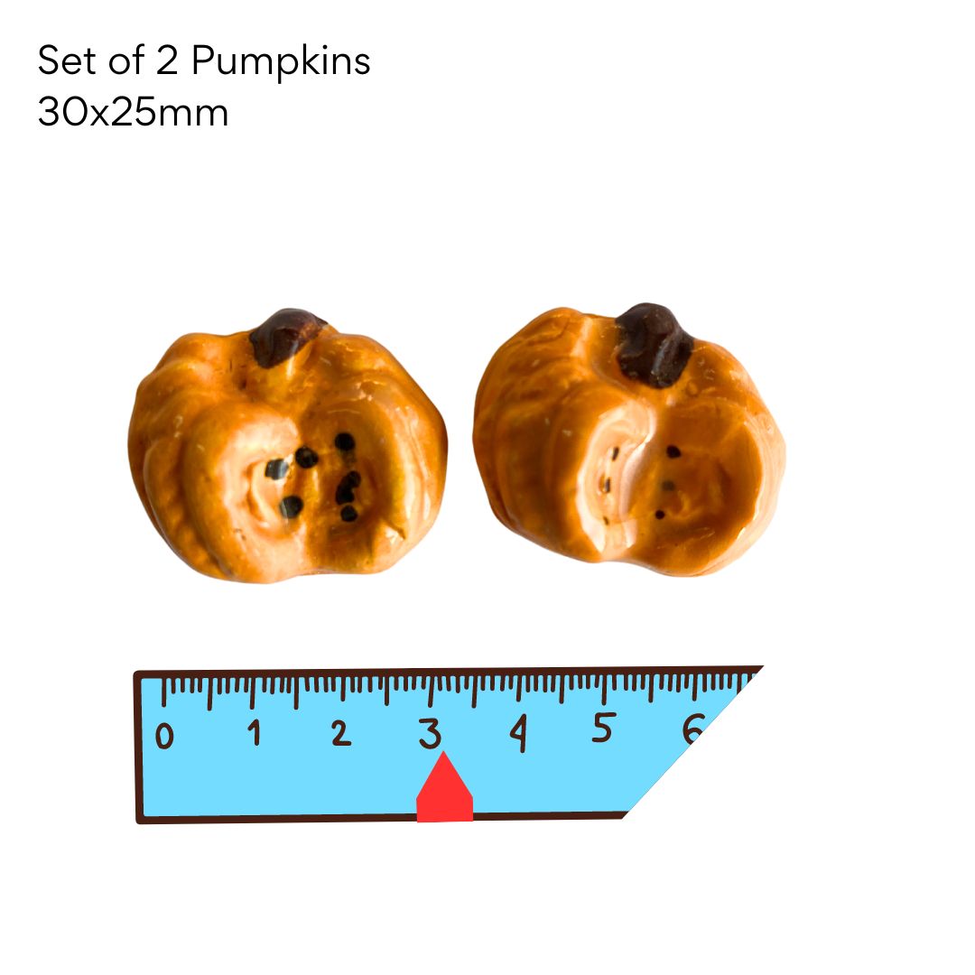 Pumpkin set of 2 - pottery (30x20mm and 30x30mm)