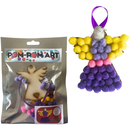 Pom-Pom Art - Xmas Decoration - Angel (Purple)