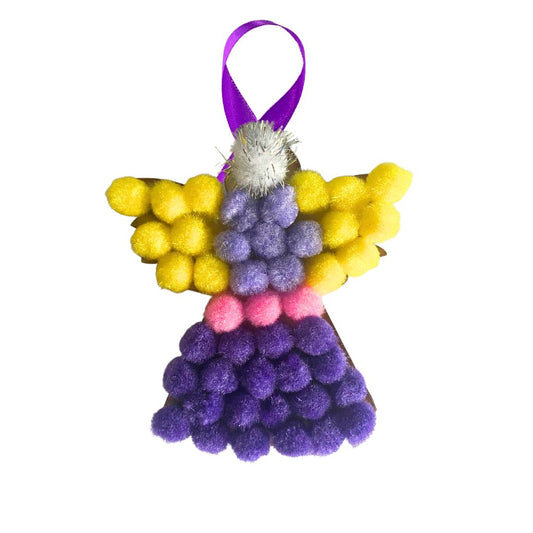 Pom-Pom Art - Xmas Decoration - Angel (Purple)