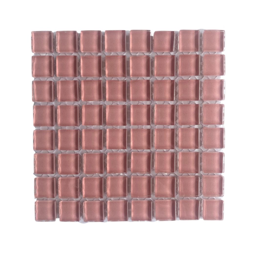 Mosaic Tiles -  Single Sheet Soft Pink Glass 10x10mm