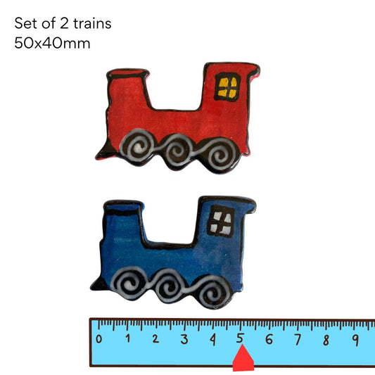 Trains- set of 2 pottery (50x40mm)