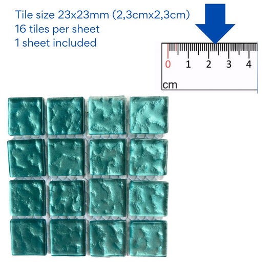 Mosaic Tiles - Single Sheet Turquoise Metallic Ripple23x23mm