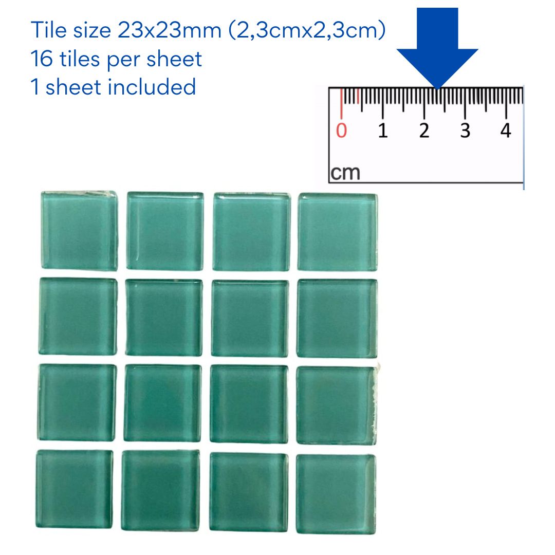 Mosaic Tiles -  Single Sheet Turquoise glass 23x23mm