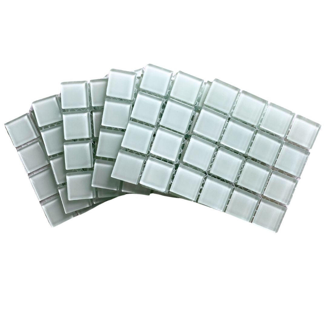 Mosaic Tiles - 10 x sheets of White Glass 23x23mm