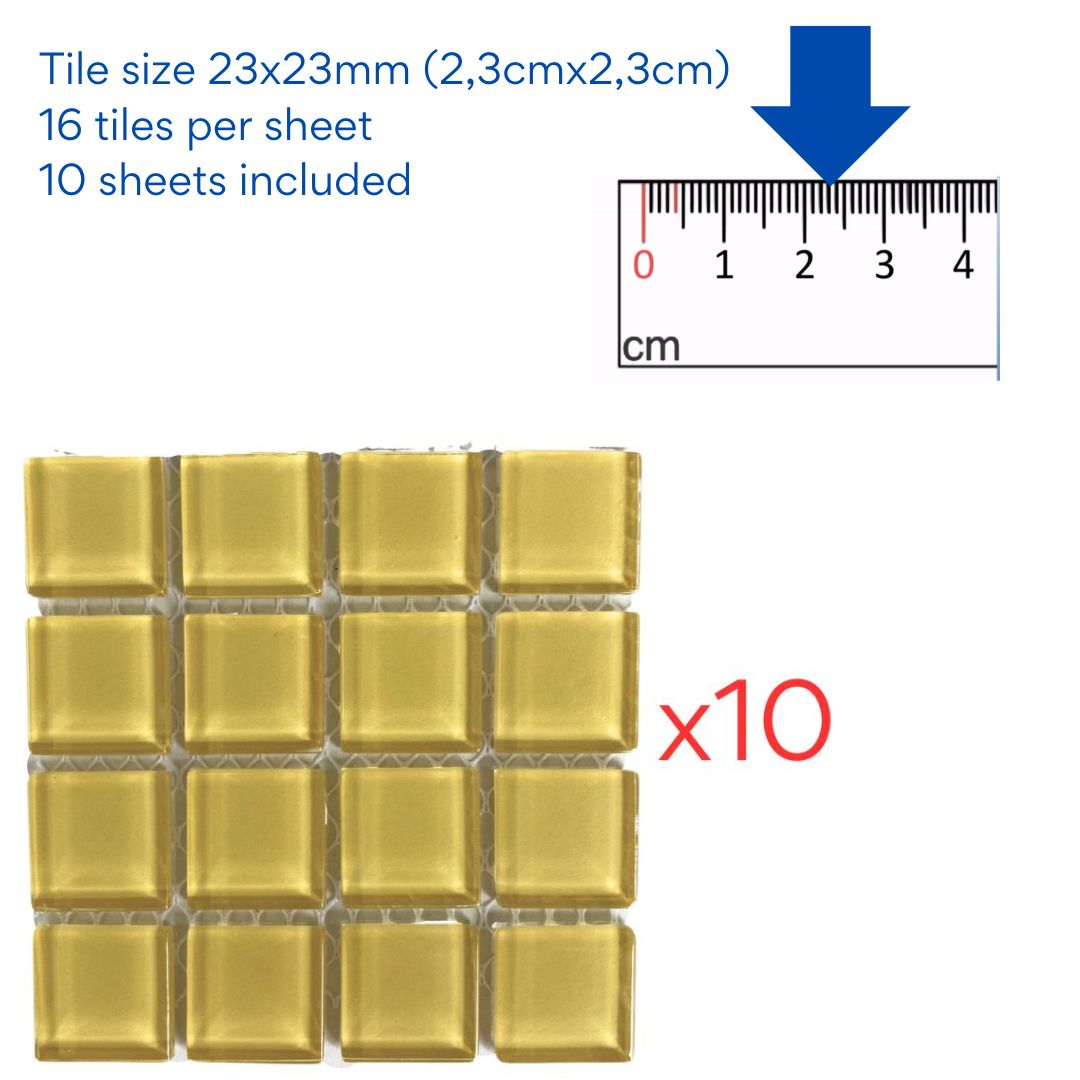 Mosaic Tiles - 10 x sheets of Yellow Summer Sun 23x23mm